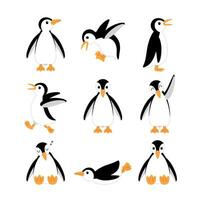 linda pingüino dibujos animados vector