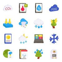 Pack of Weather Prediction Flat Icons vector