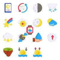 Pack of Weather and Meteorology Flat Icons vector