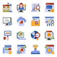 Pack of Seo and Data Flat Icons vector