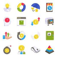 Pack of Business and Cash Flat Icons vector