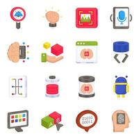 Pack of Ai Technology Flat Icons vector