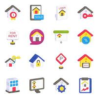 Pack of Building Flat Icons vector