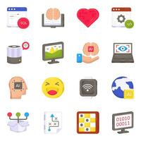 Pack of Artificial Intelligence Flat Icons vector