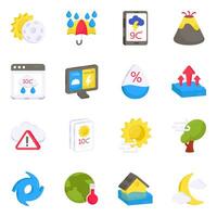 Pack of Weather Forecast Flat Icons vector