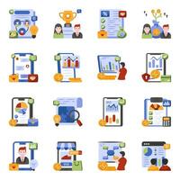 Pack of Business and Management Flat Icons vector