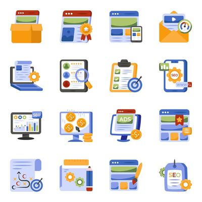 Pack of Seo Analysis Flat Icons