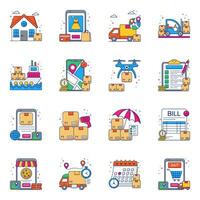 Pack of Logistic Flat Icons vector