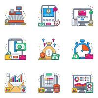 Pack of Business and Analytics Flat Icons vector