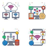 Pack of Network and Security Flat Icons vector