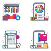 Pack of Business and Ecommerce Flat Icons vector