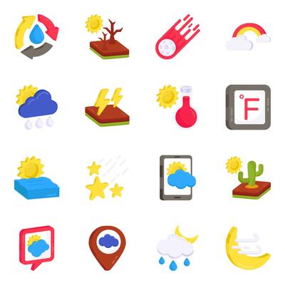 Pack of Weather Overcast Flat Icons