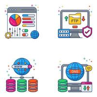 Pack of Data and Security Flat Icons vector