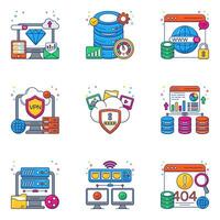 Pack of Data and Security Flat Icons vector