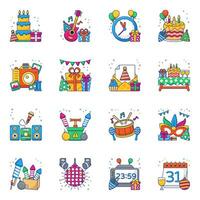 paquete de iconos planos de fiesta vector