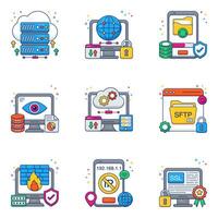 Pack of Web and Data Flat Icons vector