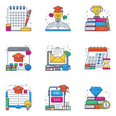 Pack of Learning Flat Icons