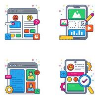 Pack of Web Development Flat Icons vector
