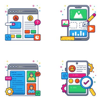 Pack of Web Development Flat Icons