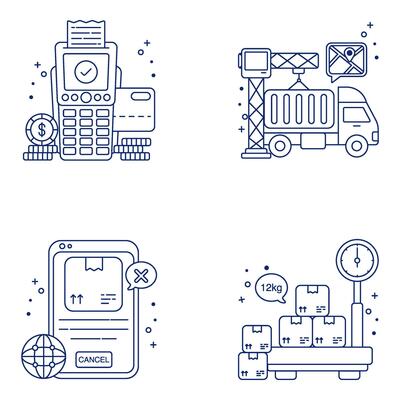Pack of Shipment Linear Icons