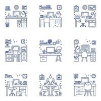 Pack of Workspace Linear Icons vector