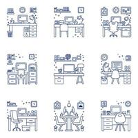 Pack of Workspace Linear Icons vector