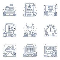 paquete de iconos planos de negocios y análisis vector