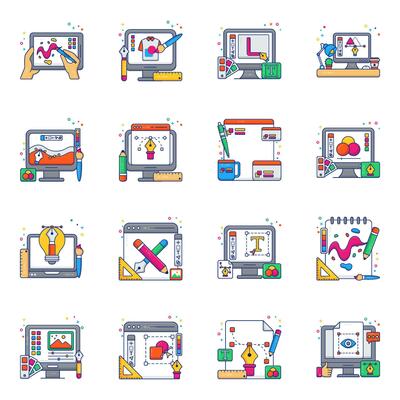 Pack of Graphic Designing Flat Icons