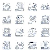 Pack of Logistic Linear Icons vector