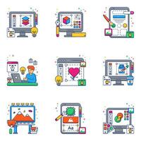 Pack of Web Designing Flat Icons vector