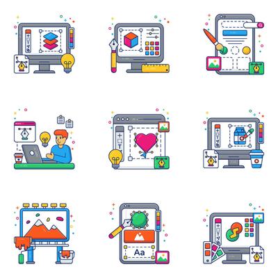 Pack of Web Designing Flat Icons
