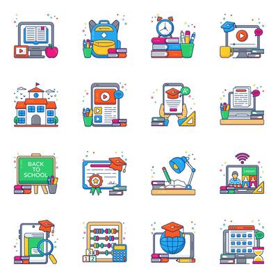 Pack of Education Flat Icons