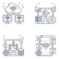 Pack of Network and Security Linear Icons vector