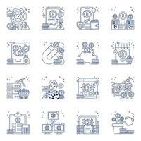 conjunto de bitcoin lineal íconos vector