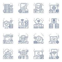 Pack of Dataserver Linear Icons vector