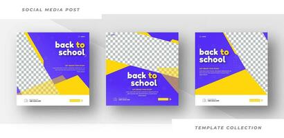 Back to school admission promotion template design, School admission social media post banner design squares background education. Pro Vector