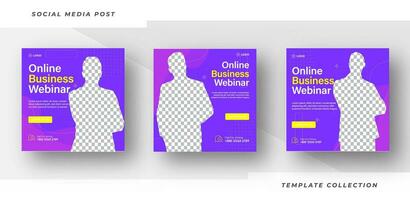 Online Webinar digital marketing Set , Corporate Business Promotion Social Media Business conference Web Banner, Square Flyer Design Template. Pro Vector