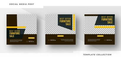 Best Offer Furniture for sale social media post template promotion banner frame design Pro Vector