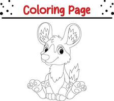 African wild dog animal coloring page vector