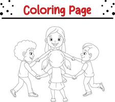 happy little kids coloring page vector