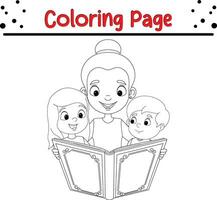 happy little kids coloring page vector