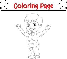 happy little kids coloring page vector