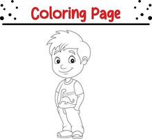 happy little kids coloring page vector