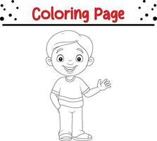 happy little kids coloring page vector