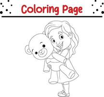 happy little kids coloring page vector