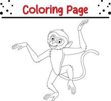 Cute monkey coloring page for kids vector