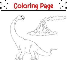 Cute dinosaur coloring page for kids vector