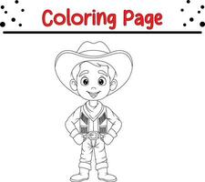happy cowboy coloring page vector