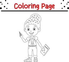 happy little kids coloring page vector