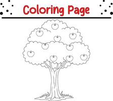 apple tree coloring page for kids vector